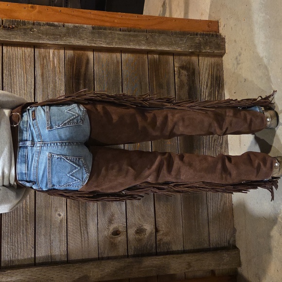 Brown Suede Fringe Chaps - Picture 3 of 11